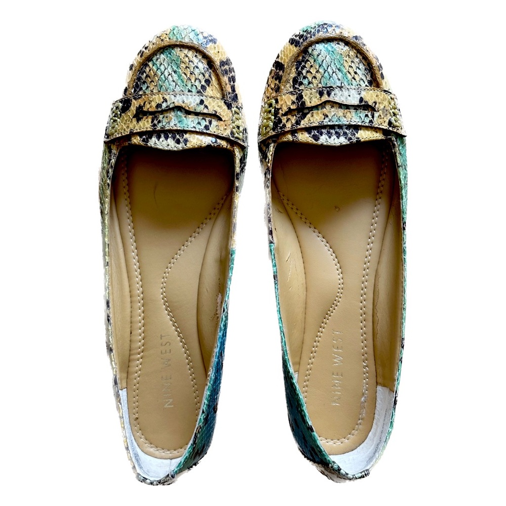 Nine West Turquoise Snakeskin print Flat loafers Size 5.5